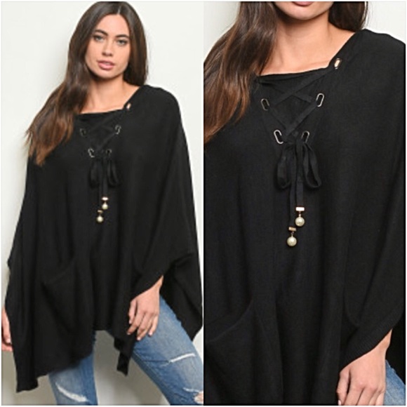 Gorgeous Poncho Hoodie Sweater Cardi O/S - Picture 2 of 7